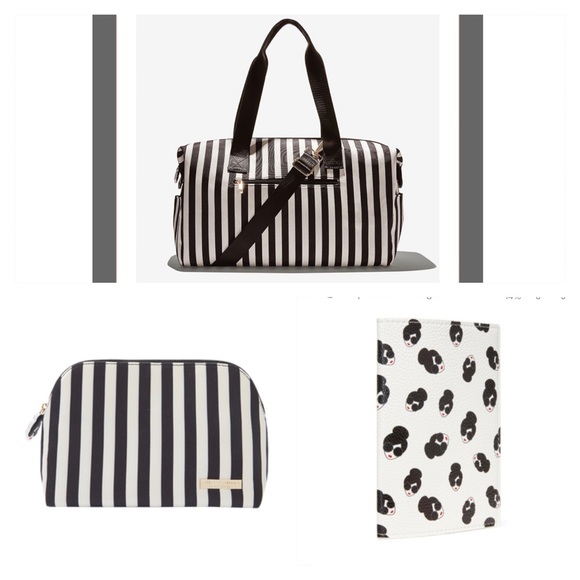 Alice + Olivia Handbags - NEW Alice and Olivia Duffle Bag in Positano Stripe + Makeup Bag + Passport Cover